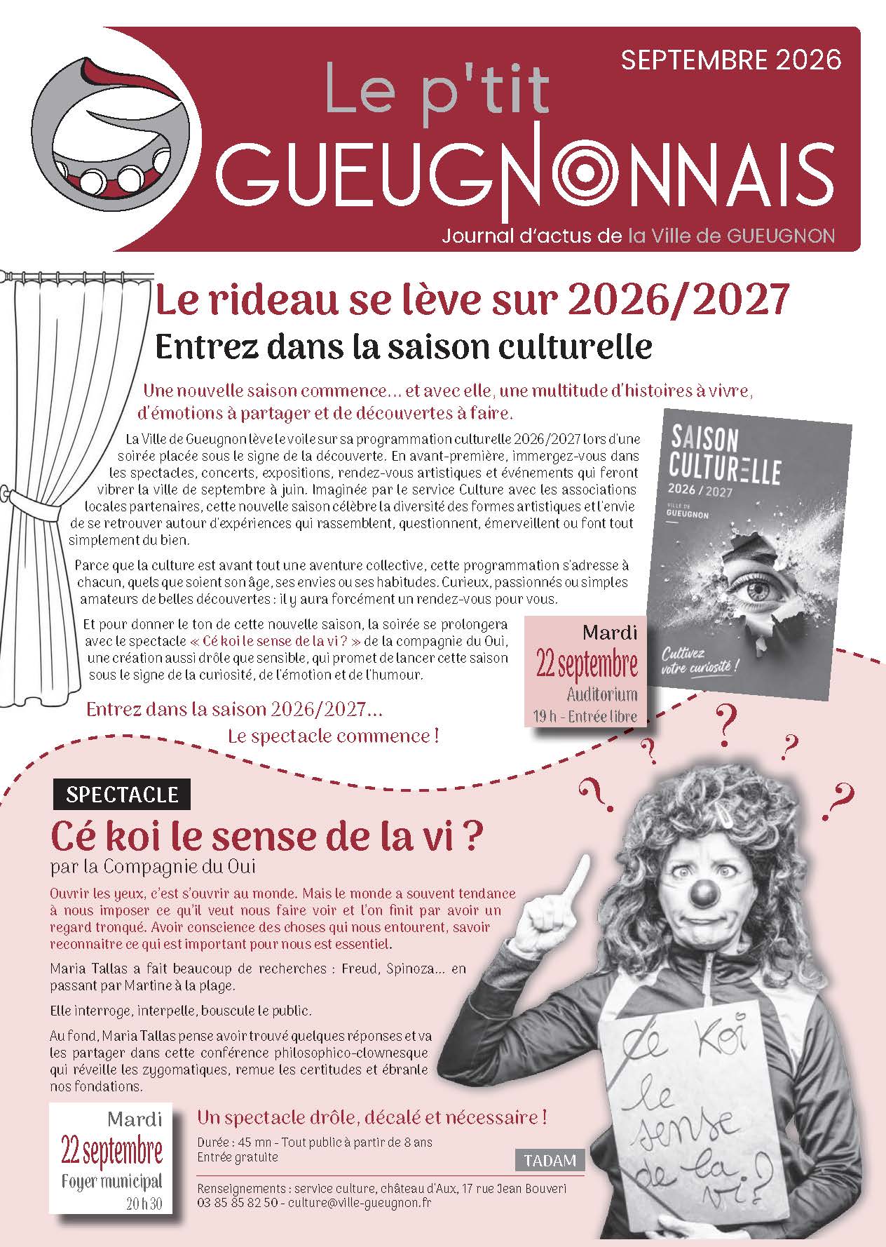 Journal municipal "Le P'tit Gueugnonnais" de septembre
