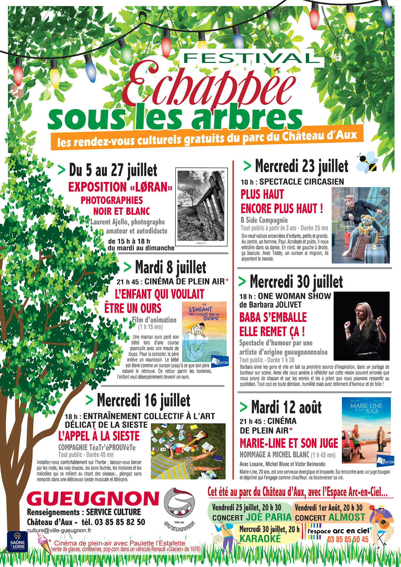 Echappée sous les arbres, tout le programme