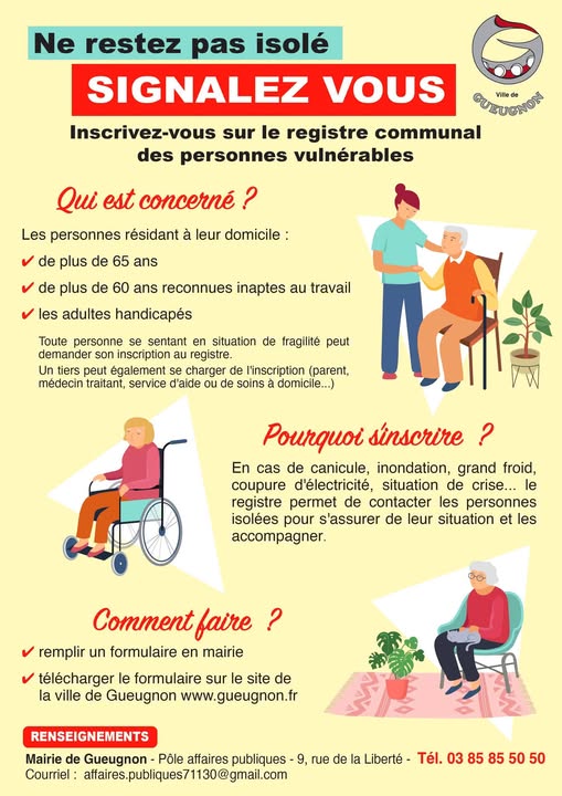 Inscription sur le registre communal des personnes isolées